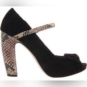 Seychelles Fifth Wheel Block heel Mary Jane Snakeskin Leather Pumps Size 10